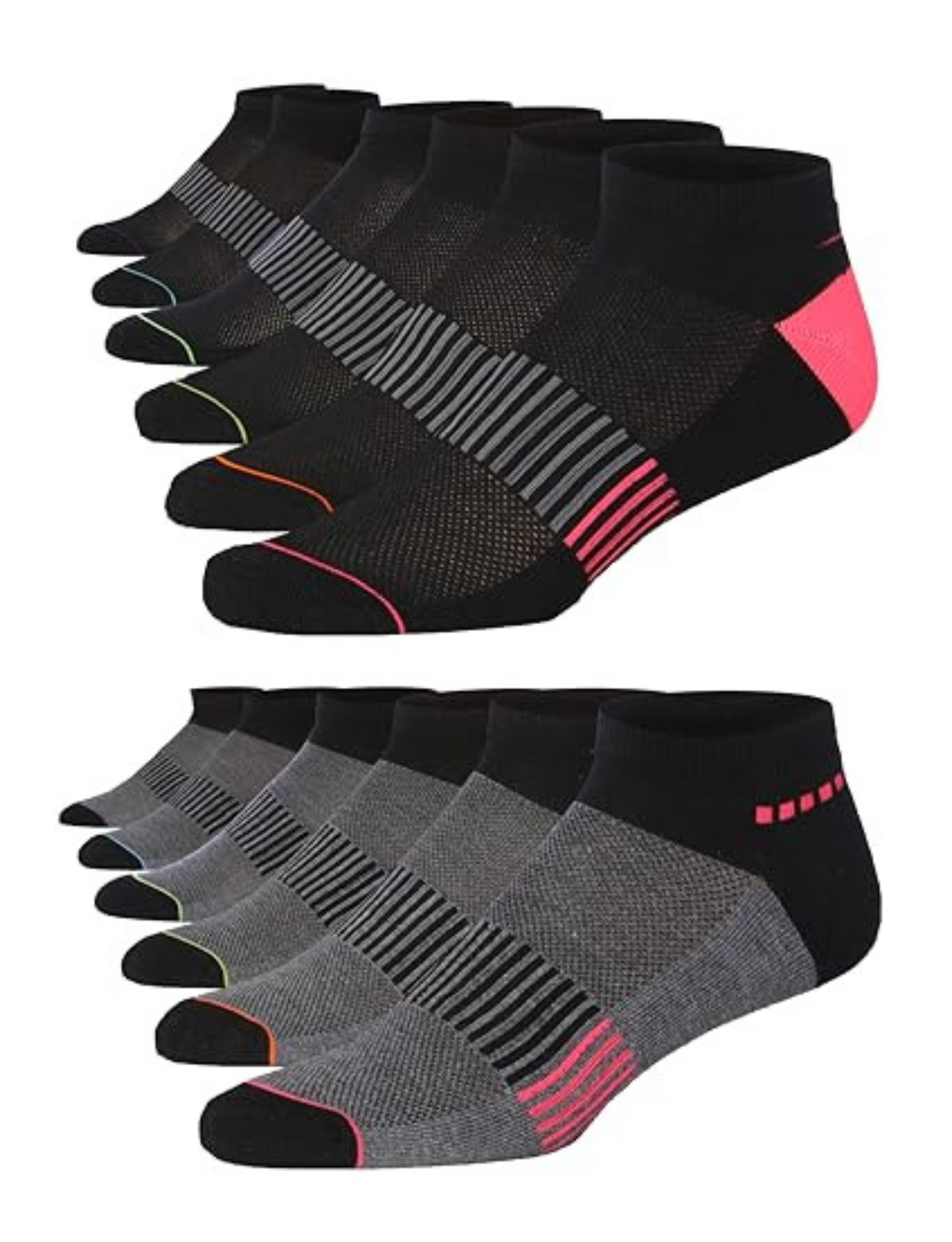 Men's Low Cut Black And Grey Sports Socks - 12 Pairs