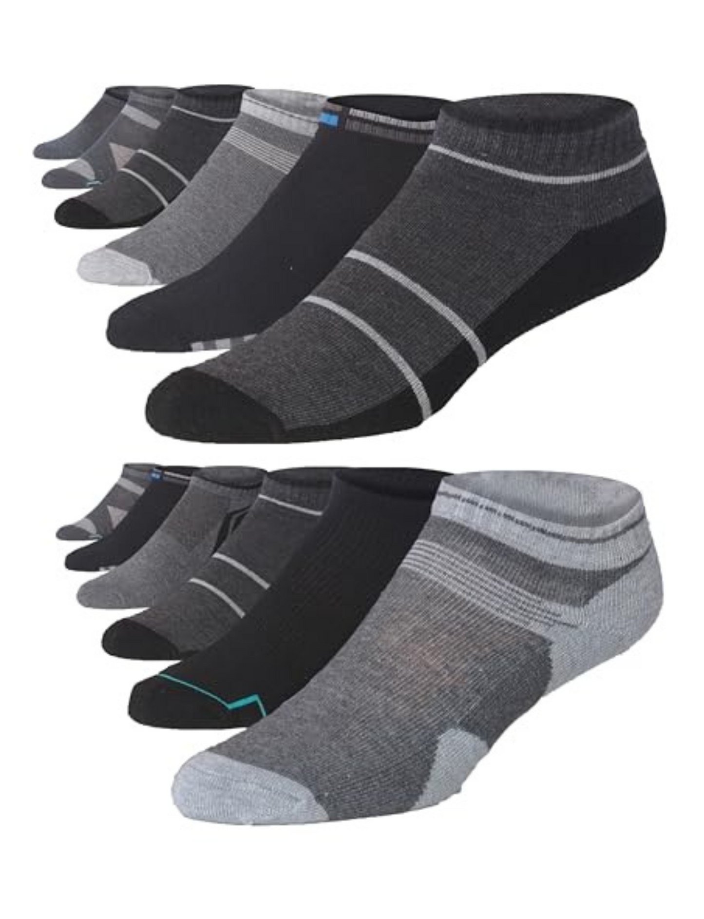 Men's Low Cut Monochrome Accent Sports Socks - 12 Pairs