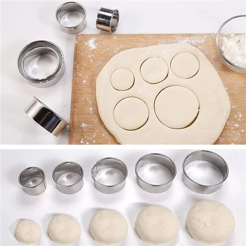 5PCS Round Stainless Steel Biscuit Mold Dumpling Skin Cutting Mold DIY