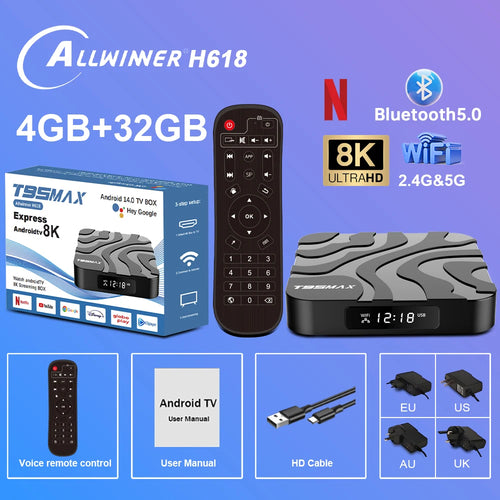 T95 MAX Allwinner H618 Smart TV Box Android 12 2.4G/5G Dual Wifi