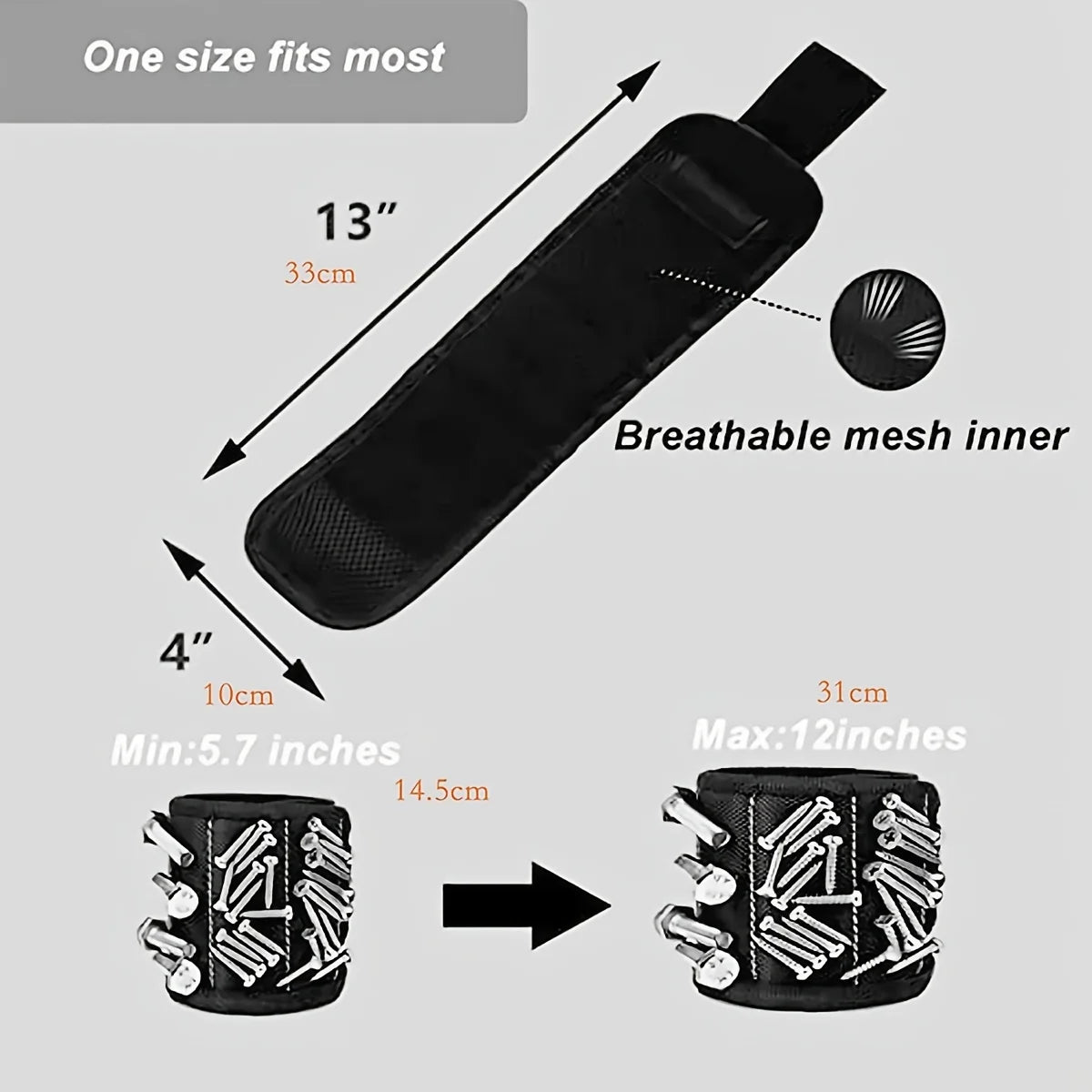 Magnetic Wristband for Holding Screws,Nails,Drilling Bits,Wrist Tool