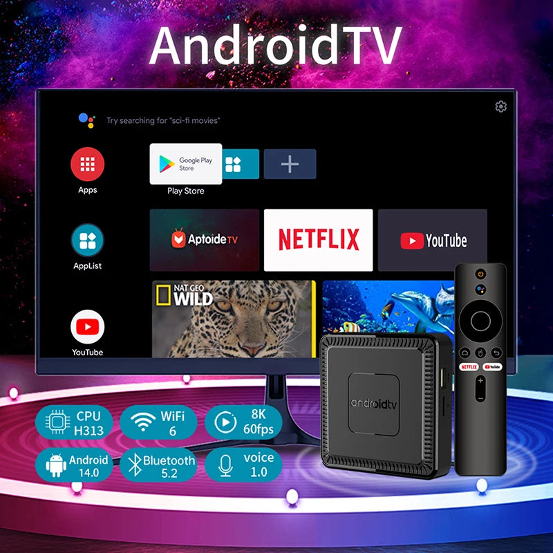 2025 New Q7 Smart TV Box Android14 Allwinner H313 8G+128GB ROM
