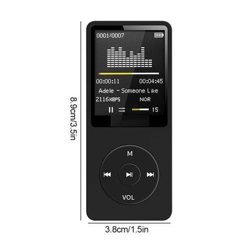 MP3 Player USB Charging Record Digital Display Screen Media Lossless