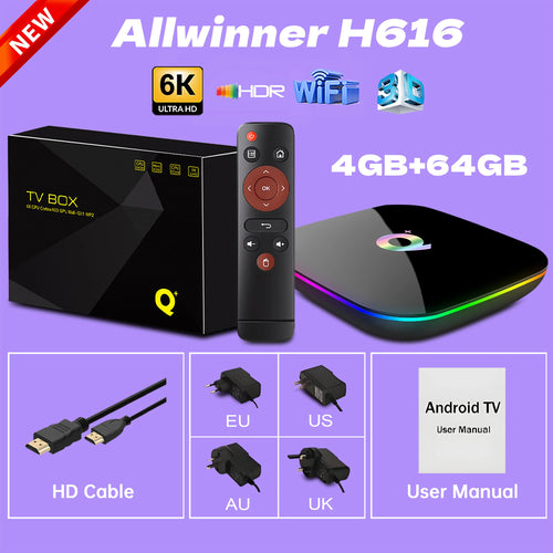 TV Box Global Version Q+ Allwinner H616 Ultra HD 6K USB3.0 HDR10+ With