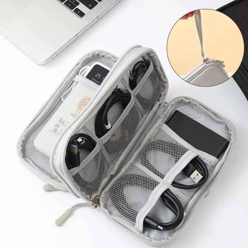1pc Pink/Grey/Black/Navy Travel Portable Digital Product Storage Bag