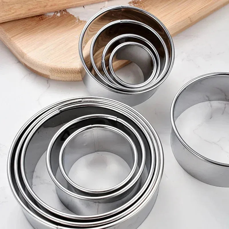 5PCS Round Stainless Steel Biscuit Mold Dumpling Skin Cutting Mold DIY