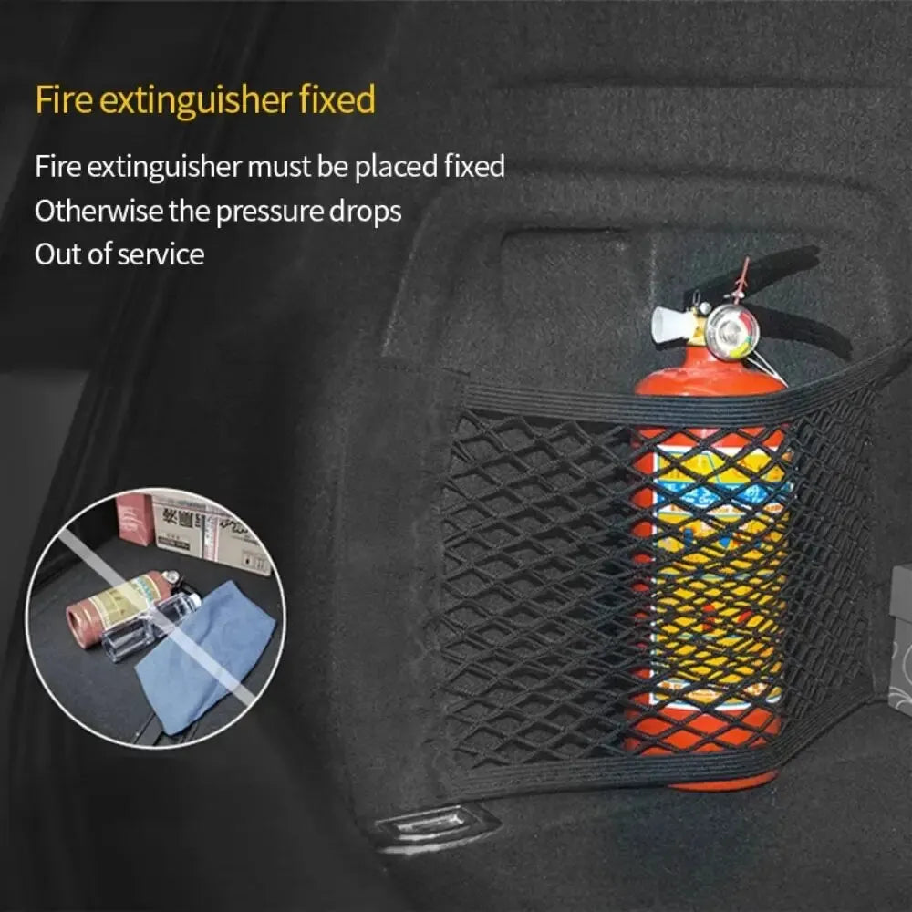 Car Back Rear Mesh Trunk Seat Elastic String Net Magic Sticker