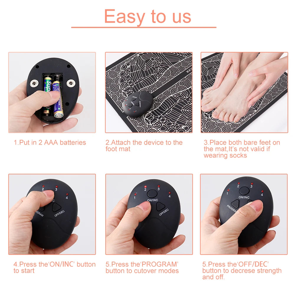 Electric Massage Sole Pad Relieve Sore Feet Leg Cramps Pulse Sole