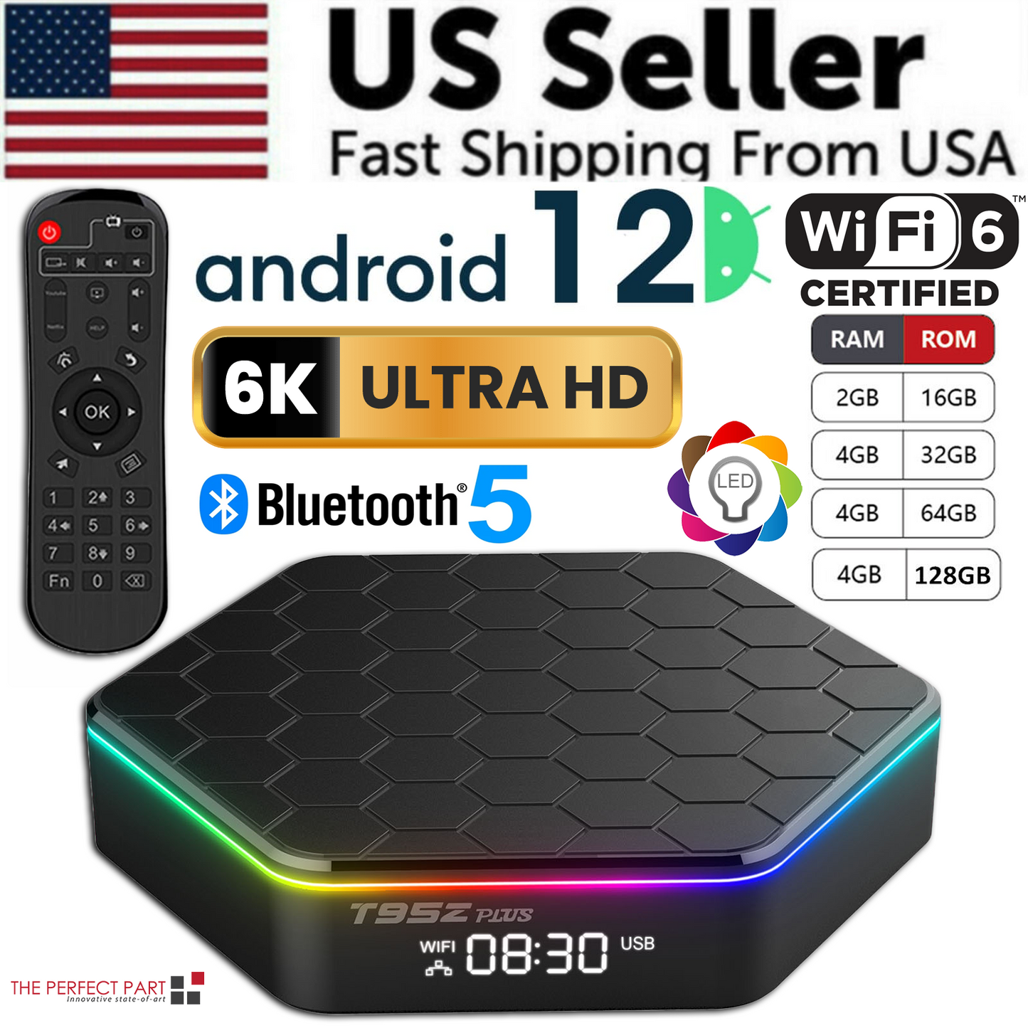 2025 Upgraded T95Z Plus Smart Android 12.0 TV Box Quad Core 6K HD
