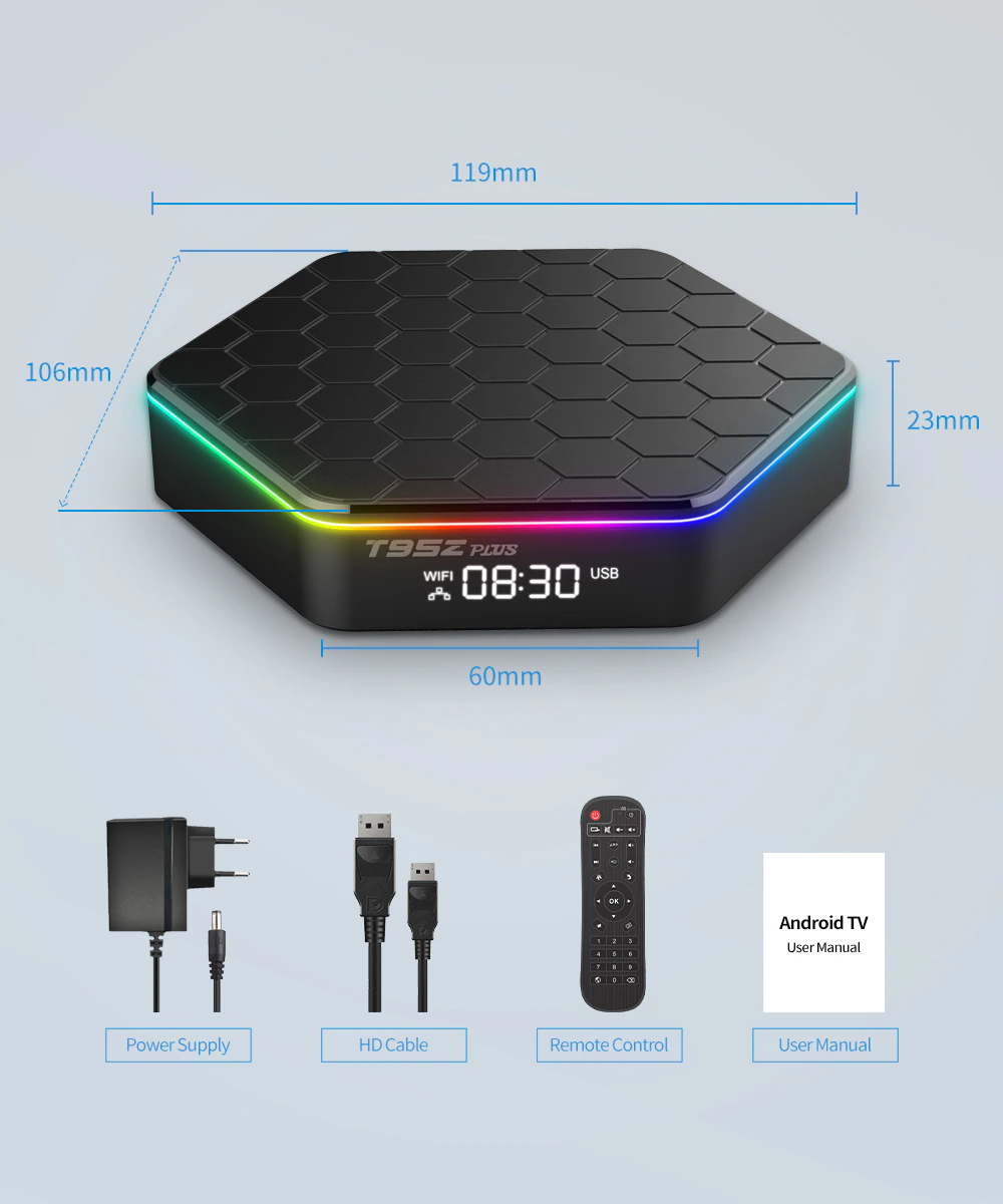 2025 Upgraded T95Z Plus Smart Android 12.0 TV Box Quad Core 6K HD