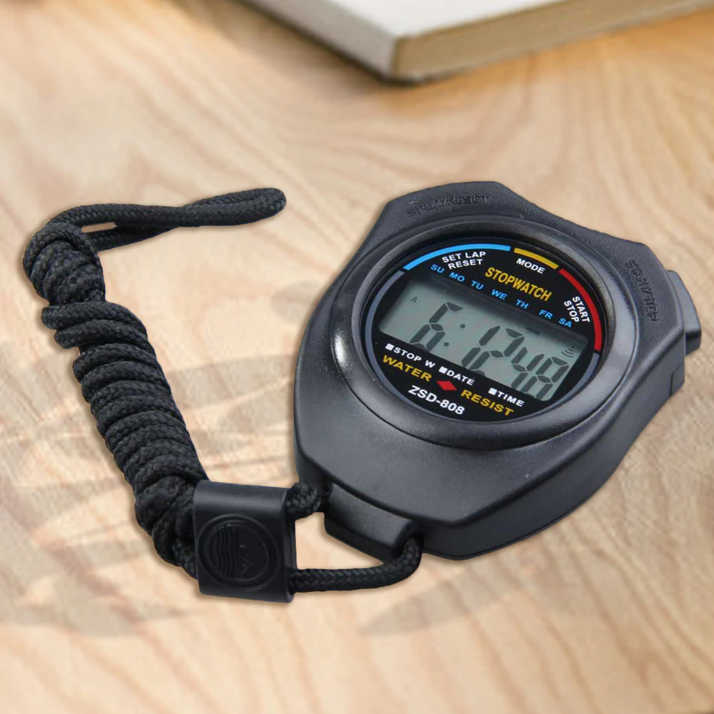 2PCS SET Digital Stopwatch Sports Counter Chronograph Date Timer