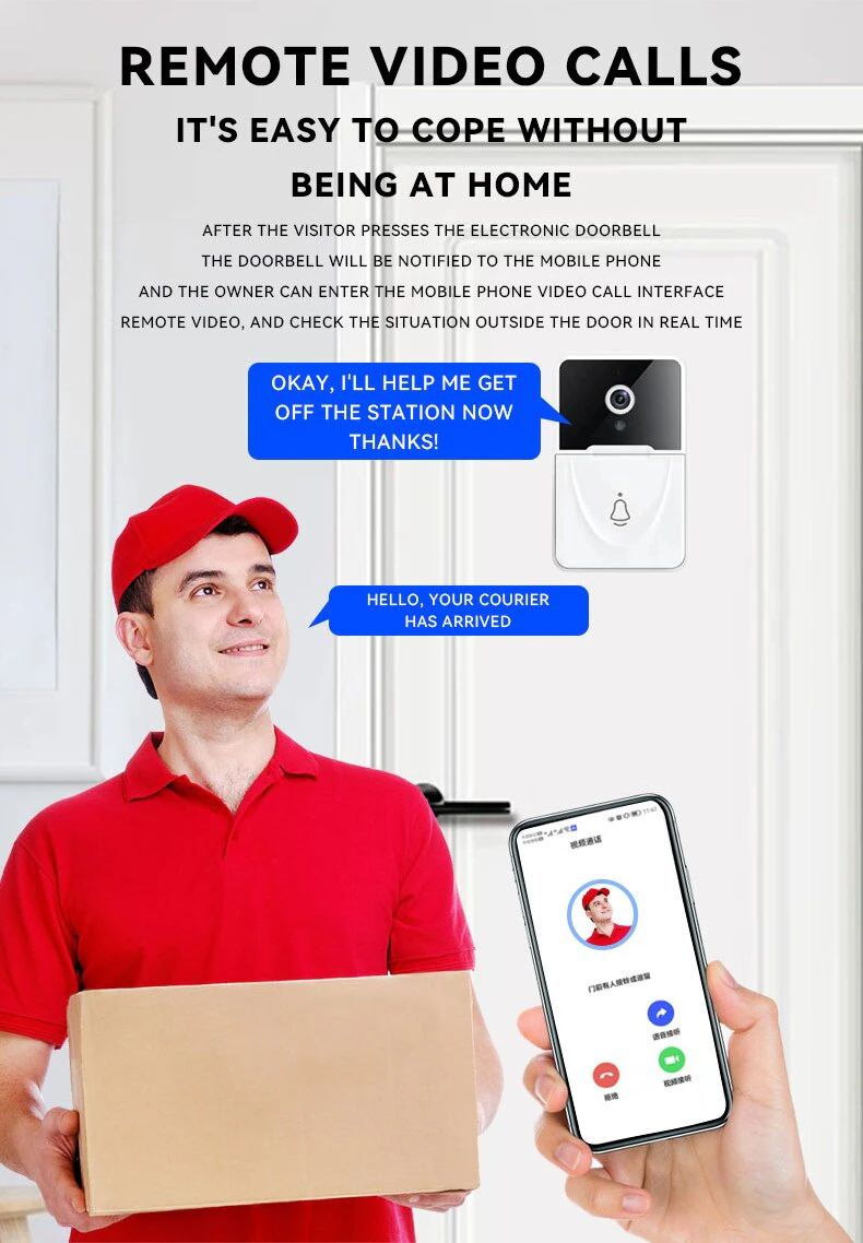 Wireless Security WiFi Smart Doorbell Intercom Video Camera Bell Chime