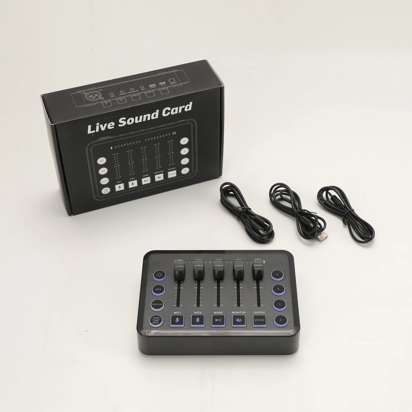 Gaming Audio Mixer,Rechargeable Audio Interface RGB Mixer with XLR