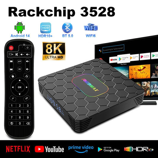 R69 Max Tv Box Android 14 Rockchip RK3528 Support 8K HD Bluetooth 5.0