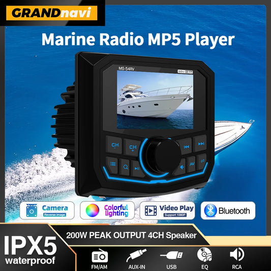 Marine RadioMP5 Player Boat Stereo For Yacht RV ATV UTV Golf Cart FM