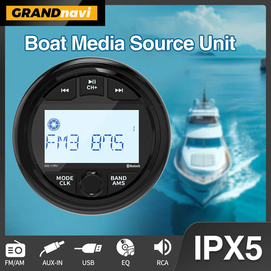 GRANDnavi Marine Stereo Boat Radio IPX5 Waterproof Bluetooth FM AM