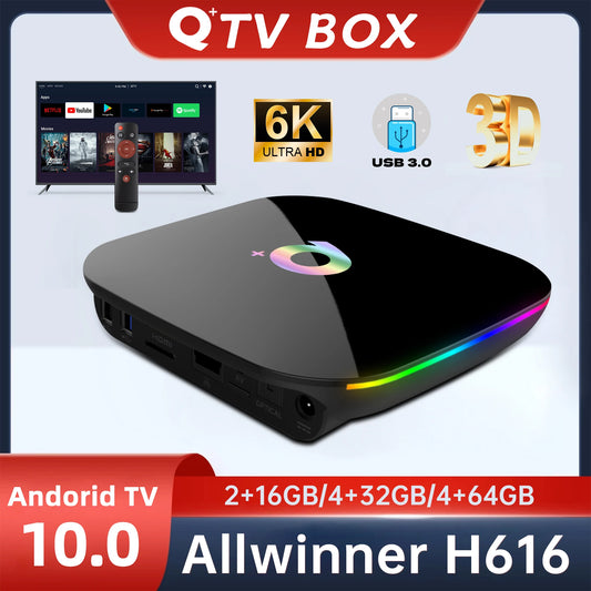 TV Box Global Version Q+ Allwinner H616 Ultra HD 6K USB3.0 HDR10+ With