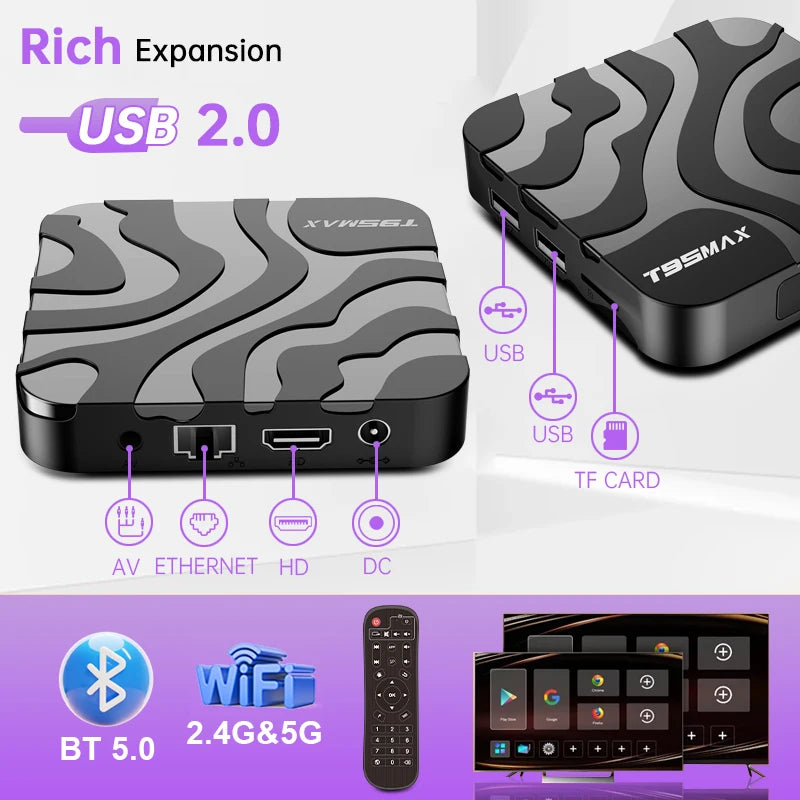 T95 MAX Allwinner H618 Smart TV Box Android 12 2.4G/5G Dual Wifi