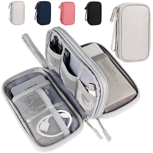 1pc Pink/Grey/Black/Navy Travel Portable Digital Product Storage Bag