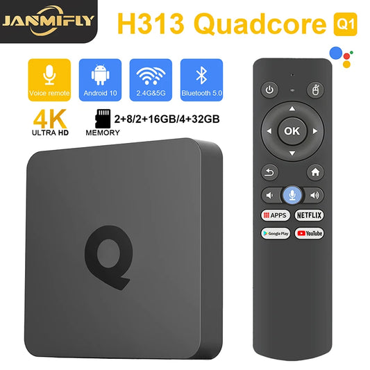 Q1 Android 10 Smart Home Theater TV Box Allwinner H313 Google