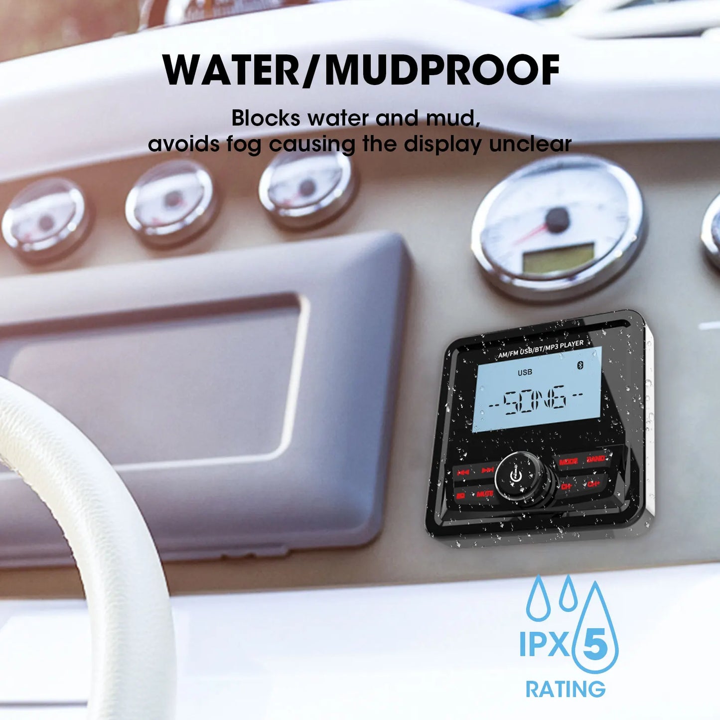 GRANDnavi Marine Radio Boat Stereo Bluetooth FM AM Digital Media Audio
