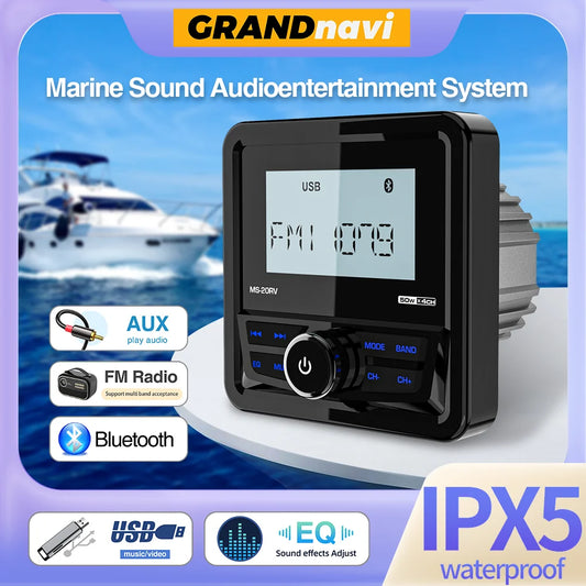 GRANDnavi Marine Radio Boat Stereo Bluetooth FM AM Digital Media Audio
